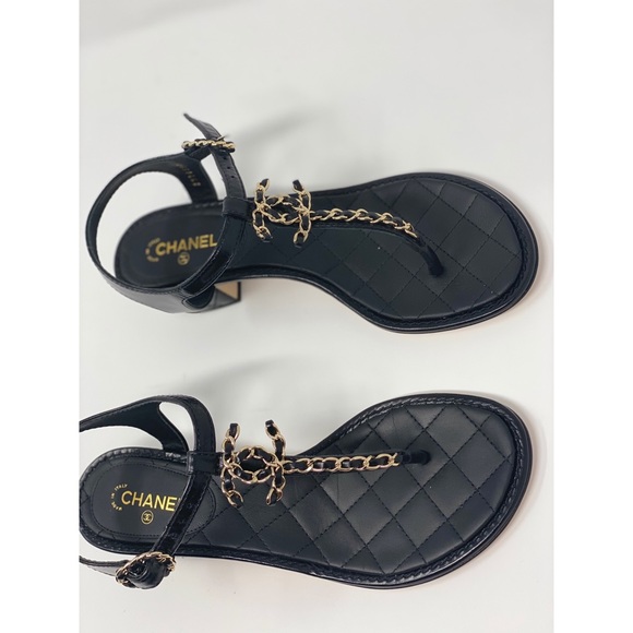 ❗️SOLD❗️Chanel quilted leather  black cc logo sand - Picture 3 of 16